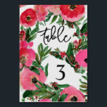 Numéro De Table Mariage d'anémone aquarelle<br><div class="desc">Aquarelle anémonique design botanique avec texte noir.</div>