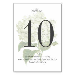 Numéro De Table Mariage dans le jardin d'Hydrangea blanc