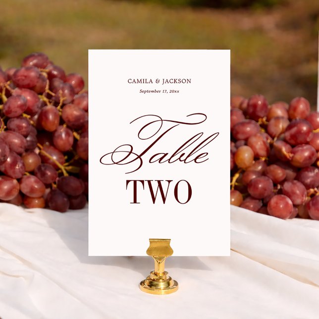 Numéro De Table Mariage dans les tons ivoire et burgundy avec une  (Créateur téléchargé)