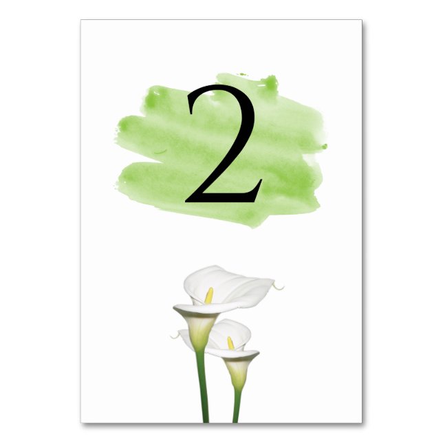 Numéro De Table Mariage d'aquarelle blanc Calla Lilies (Par défaut)