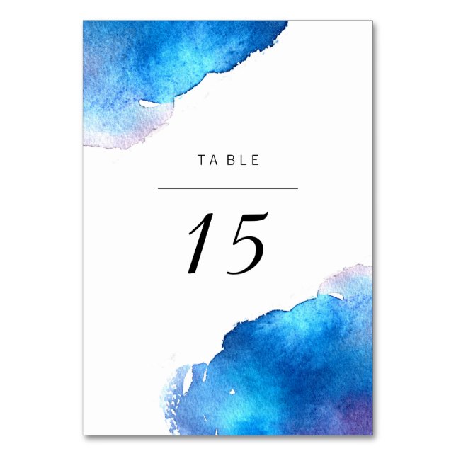 Numéro De Table Mariage d'aquarelle bleu (Par défaut)