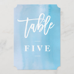 Numéro de table mariage d'aquarelle bleue