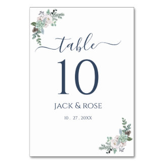 Numéro De Table Mariage d'aquarelle d'hiver