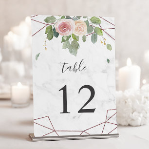 Numéro De Table Mariage d'aquarelle géométrique Rose de Bohême