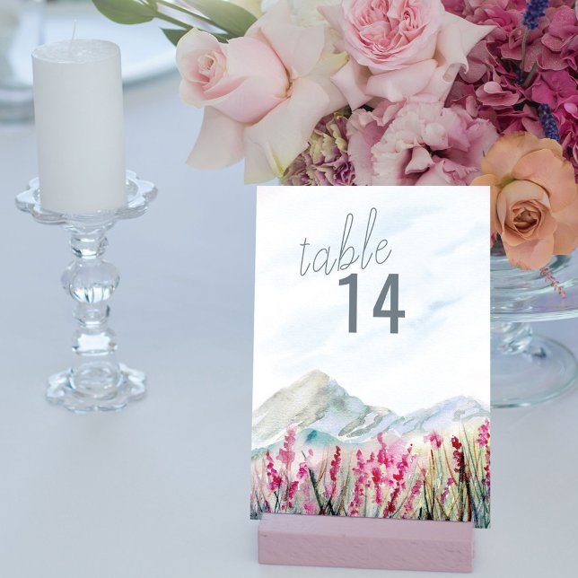 Numéro De Table Mariage d'aquarelle Mountain Meadow (Créateur téléchargé)