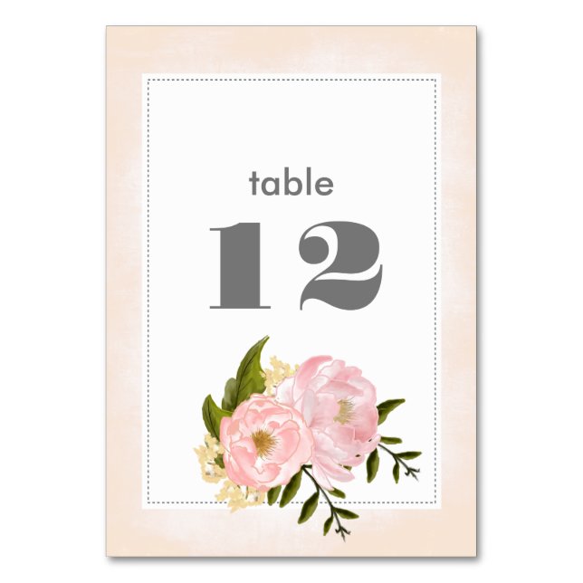 Numéro De Table Mariage d'aquarelle rose pâle (Par défaut)
