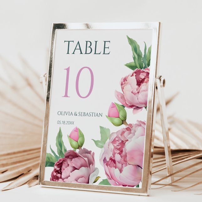 Numéro De Table Mariage d'aquarelle rose pâle (Créateur téléchargé)