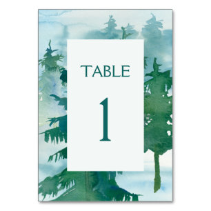 Numéro De Table Mariage d'aquarelle Rustic Mountain Forest