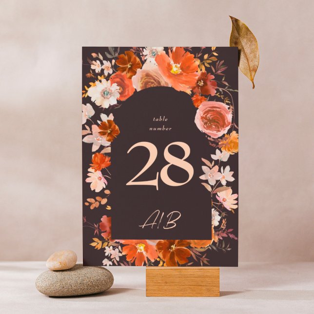 Numéro De Table Mariage d'arc en terre cuite à crème florale de mi (Créateur téléchargé)