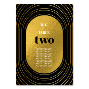 Numéro De Table Mariage d'arc minimaliste moderne noir & or