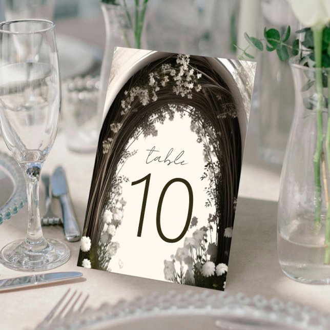Numéro De Table Mariage d'arche botanique romantique (Romantic Boho Botanical Arch Wedding Table Number Card)