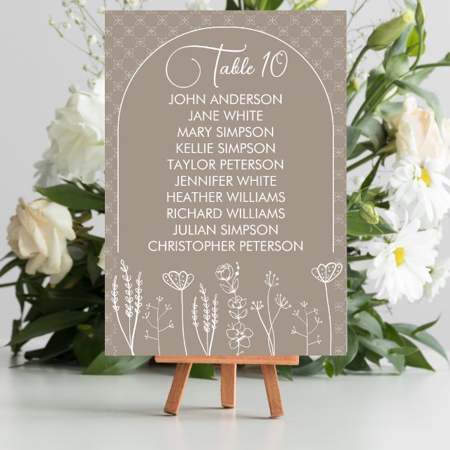 Numéro De Table Mariage d'arche de Bohême Fleur sauvage beige (Créateur téléchargé)