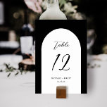 Numéro De Table Mariage d'arche minimaliste élégant | Numéro de ta<br><div class="desc">Ces cartes de numéro de table mariage,  simples et élégantes,  présentent une forme d'arc en blanc sur un arrière - plan de couleur personnalisé (en noir). Facile à personnaliser pour votre mariage ou autre occasion spéciale.</div>