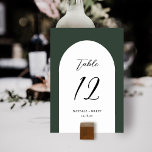 Numéro De Table Mariage d'arche minimaliste élégant | Numéro de ta<br><div class="desc">Ces cartes de numéro de table mariage,  élégantes et simples,  présentent une forme d'arc en blanc sur un arrière - plan de couleur personnalisé (en vert foncé). Ils se coordonnent parfaitement avec nos produits Elegant Vintage Winter Florals. Facile à personnaliser pour votre mariage ou autre occasion spéciale.</div>