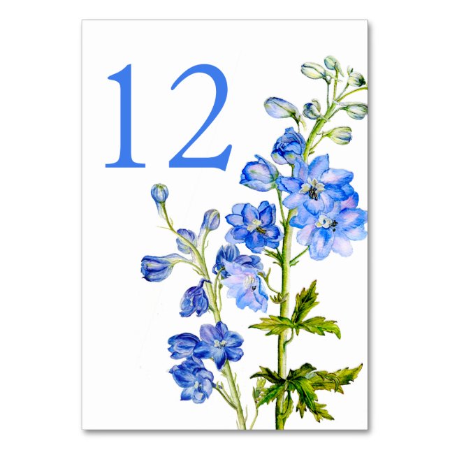 Numéro De Table Mariage d'art en delphinium bleu chiffres de table (Dos)