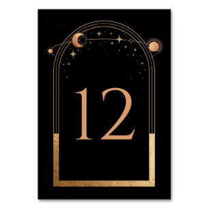 Numéro De Table Mariage d'astronomie de la Lune d'or noir céleste