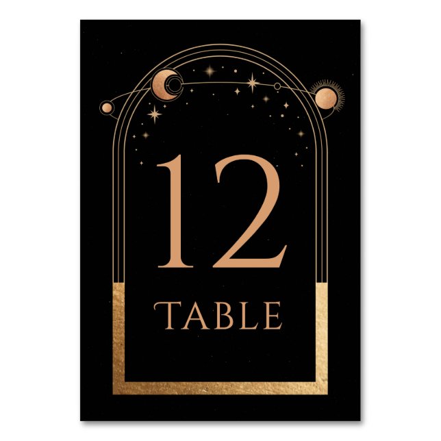 Numéro De Table Mariage d'astronomie de la Lune d'or noir céleste (Par défaut)