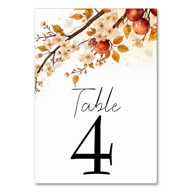 Numéro De Table Mariage d'Automne aux Pommes et Fleurs (Par défaut)