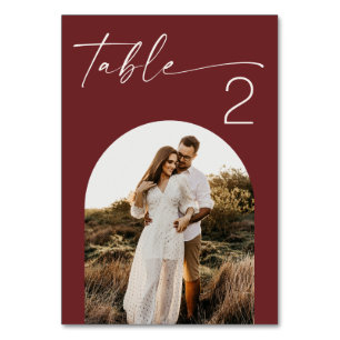 Numéro De Table Mariage d'automne de couleur rouge vin profond   P