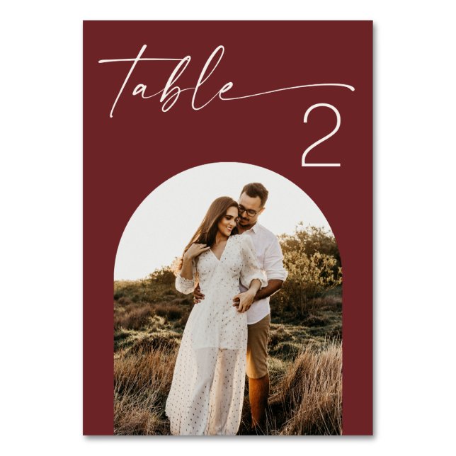 Numéro De Table Mariage d'automne de couleur rouge vin profond | P (Par défaut)
