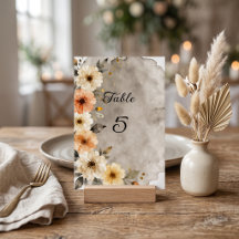 Mariage d'automne floral crème orange gris aquarel