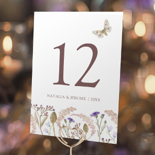 Numéro De Table mariage de automne d'aquarelle fleur sauvage