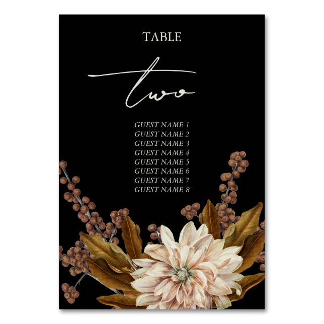 Numéro De Table Mariage de automne d'aquarelle noire florale d'aut (Par défaut)