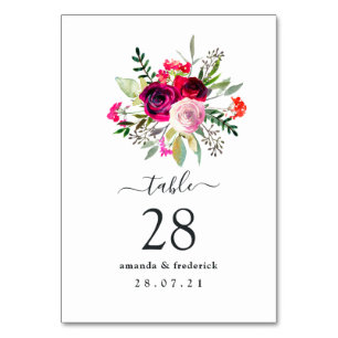 Numéro De Table Mariage de automne d'automne de Bourgogne et de Br
