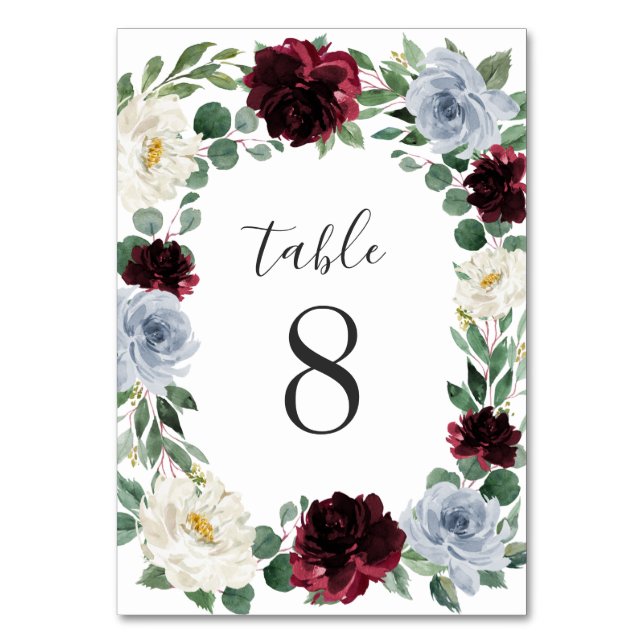 Numéro De Table Mariage de automne de canneberge bleu et bordeaux (Par défaut)