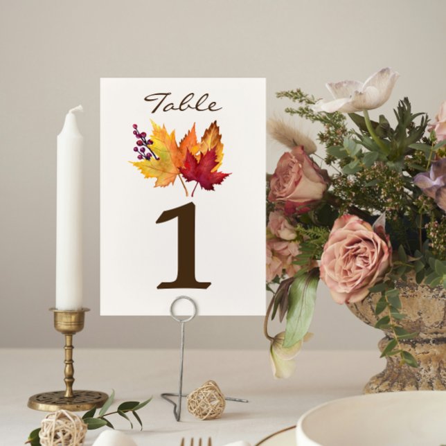 Numéro De Table Mariage de automne Feuilles d'automne (Créateur téléchargé)