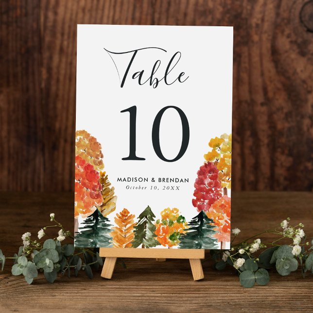 Numéro De Table Mariage de automne forestier rustique d'automne (Créateur téléchargé)