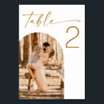 Numéro De Table Mariage de automne | Photo Arc moderne à deux face<br><div class="desc">Guidez vos invités avec style à l'aide de cette carte de numéro de table mariage double face personnalisée. Doté d'une typographie audacieuse, d'un riche cadre de couleur marron moutarde et d'une arche moderne, ce design vous permet de présenter deux photos différentes - une de chaque côté - pour une touche...</div>