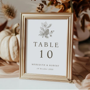 Numéro De Table Mariage de automne simple Acorns & Pinecone