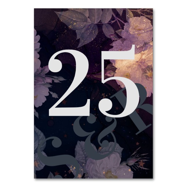 Numéro De Table Mariage de automne violet Monogramme moderne (Par défaut)