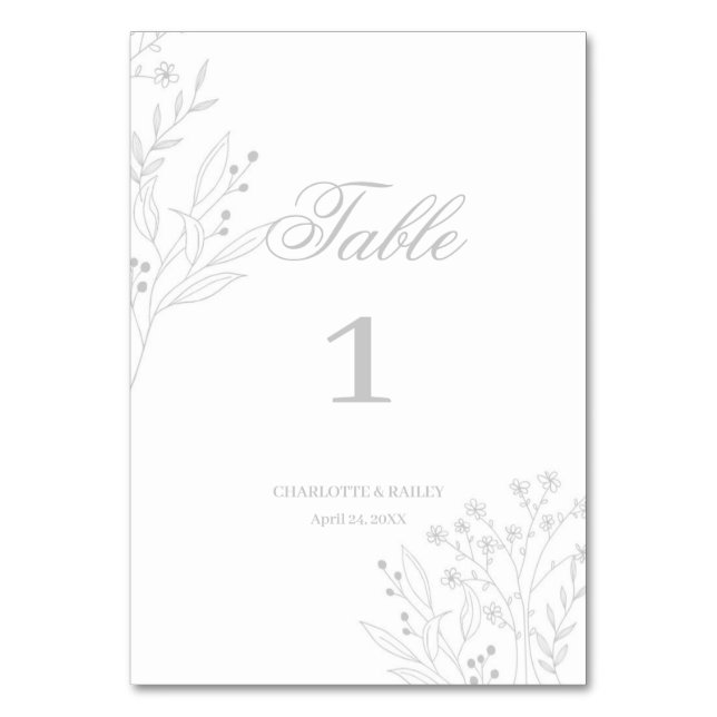 Numéro De Table Mariage de Boho Floral Corner Argent (Par défaut)