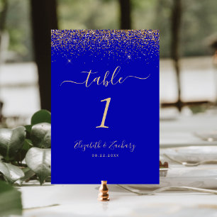Numéro De Table Mariage de bord Royal Blue Gold Parties scintillan