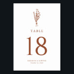 Numéro De Table Mariage de bouquet floral minimaliste en terre cui<br><div class="desc">Carte de numéros de table minimaliste de mariage personnalisable. Il dispose d'une terrasse fleurie moderne bouquet art avec un motif à rayures. Personnalisez en ajoutant les numéros de table, les noms et la date de l'événement. Cette carte minimaliste de numéros de table fleurie est parfaite pour les mariages, les douches...</div>