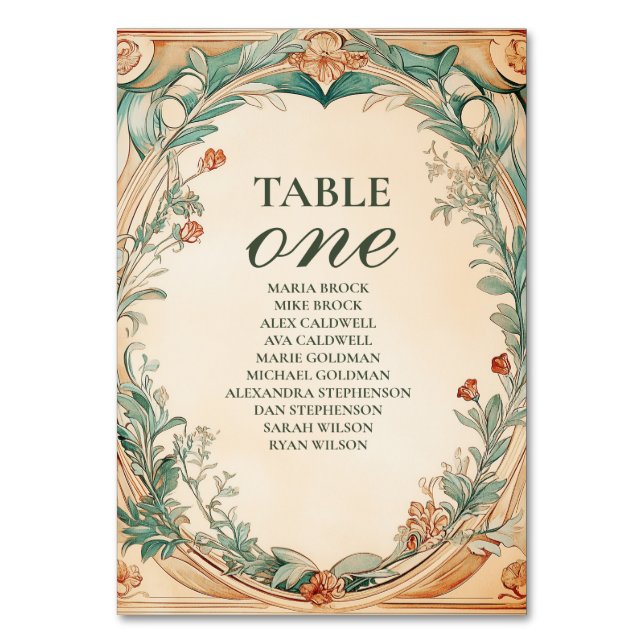 Numéro De Table Mariage de cadre botanique chaud (Par défaut)