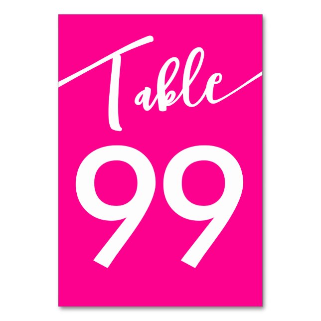 Numéro De Table Mariage de calligraphie blanche rose chaud Barbiec (Par défaut)