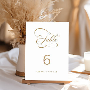 Numéro De Table Mariage de calligraphie classique or