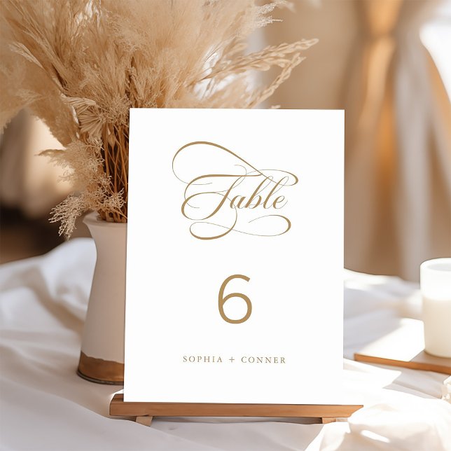 Numéro De Table Mariage de calligraphie classique or (Créateur téléchargé)
