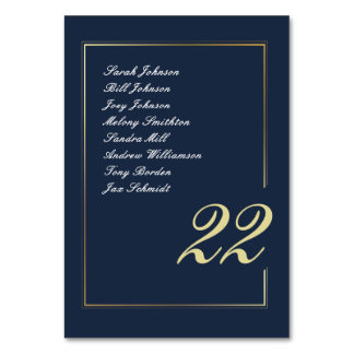 Numéro De Table Mariage de calligraphie de script minimal or Marin