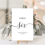 Numéro de table mariage de calligraphie élégant<br><div class="desc">conception calligraphique moderne</div>