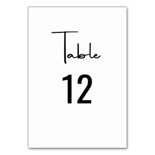 Numéro De Table Mariage de calligraphie minimaliste moderne