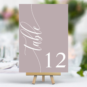 Numéro De Table Mariage de calligraphie moderne lavande poussiéreu