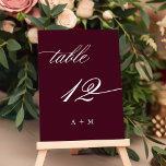 Numéro De Table Mariage de calligraphie romantique numéro 12, Bour<br><div class="desc">Tableau 12. Veuillez vérifier tous les numéros disponibles. | Numéro de table de mariage de calligraphie tourbillonnant romantique et élégant avec monogrammes. Pour une personnalisation plus avancée de cette conception,  cliquez sur le BOUTON OUTIL DESIGN BLEU ci-dessus !</div>