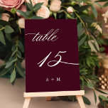 Numéro De Table Mariage de calligraphie romantique numéro 15, Bour<br><div class="desc">Tableau 15. Veuillez vérifier tous les numéros disponibles. | Numéro de table de mariage de calligraphie tourbillonnant romantique et élégant avec monogrammes. Pour une personnalisation plus avancée de cette conception,  cliquez sur le BOUTON OUTIL DESIGN BLEU ci-dessus !</div>