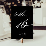 Numéro De Table Mariage de calligraphie romantique numéro 16, noir<br><div class="desc">Tableau 16. Veuillez vérifier tous les numéros disponibles. | Numéro de table de mariage de calligraphie tourbillonnant romantique et élégant avec monogrammes. Pour une personnalisation plus avancée de cette conception,  cliquez sur le BOUTON OUTIL DESIGN BLEU ci-dessus !</div>