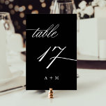 Numéro De Table Mariage de calligraphie romantique numéro 17, noir<br><div class="desc">Tableau 17. Veuillez vérifier tous les numéros disponibles. | Numéro de table de mariage de calligraphie tourbillonnant romantique et élégant avec monogrammes. Pour une personnalisation plus avancée de cette conception,  cliquez sur le BOUTON OUTIL DESIGN BLEU ci-dessus !</div>
