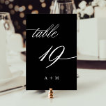 Numéro De Table Mariage de calligraphie romantique numéro 19, noir<br><div class="desc">Tableau 19. Veuillez vérifier tous les numéros disponibles. | Numéro de table de mariage de calligraphie tourbillonnant romantique et élégant avec monogrammes. Pour une personnalisation plus avancée de cette conception,  cliquez sur le BOUTON OUTIL DESIGN BLEU ci-dessus !</div>